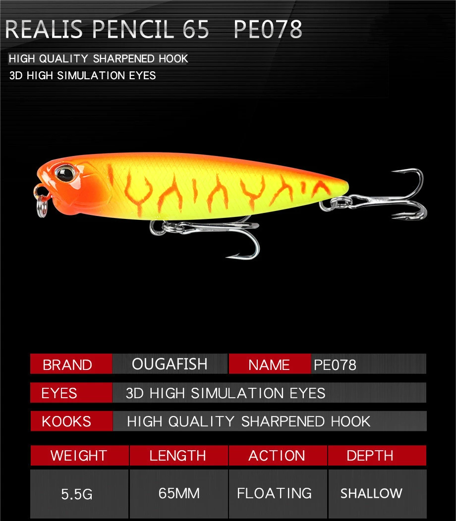 Lápiz mostrando su diseño de simulación de piel de pez y colores variados