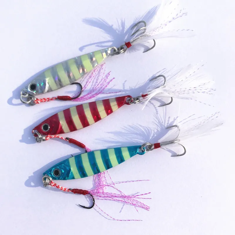 Jigs de fundición larga Shore, señuelo de pesca, Jigbait de vibración lenta, 7-80g, señuelos artificiales, cebos duros que brillan, 1 pieza en oferta - imagen 5