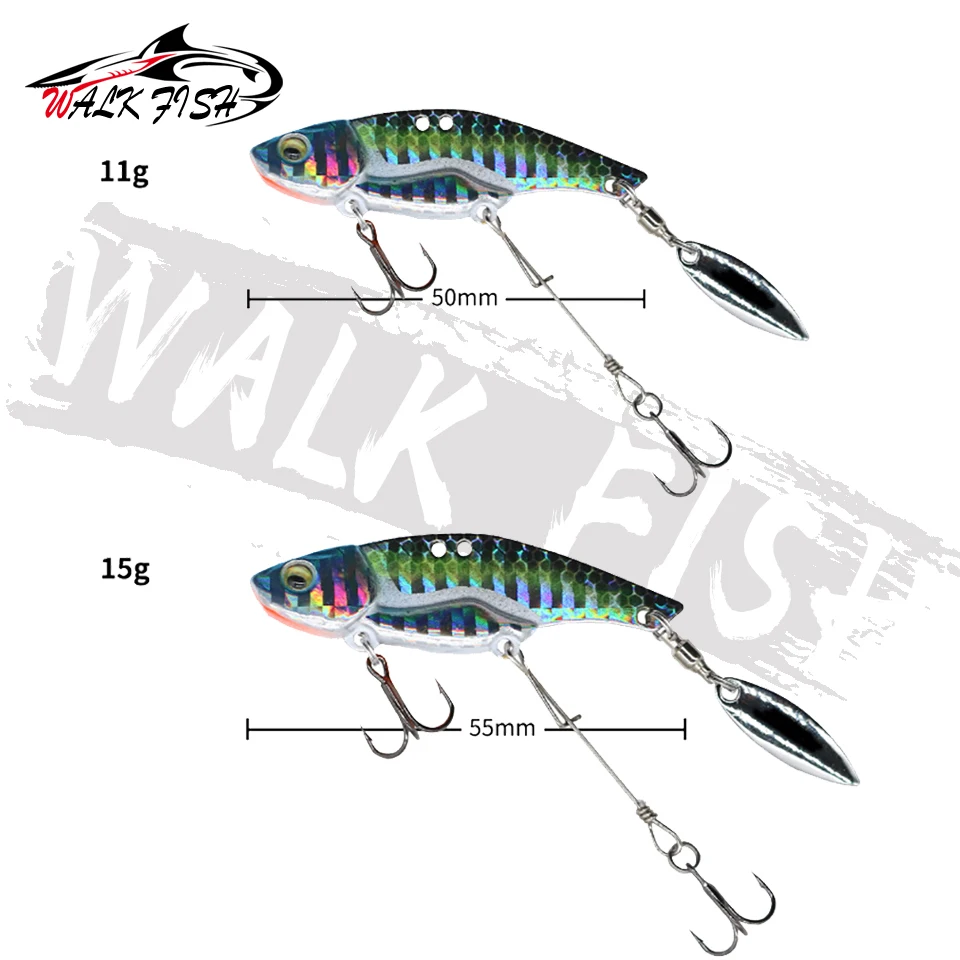 WALK FISH-Señuelos de Pesca giratorios, cebos duros de Metal VIB de 50mm y 55mm, con vibración giratoria, para Lucio, trucha, cuchara giratoria - imagen 3