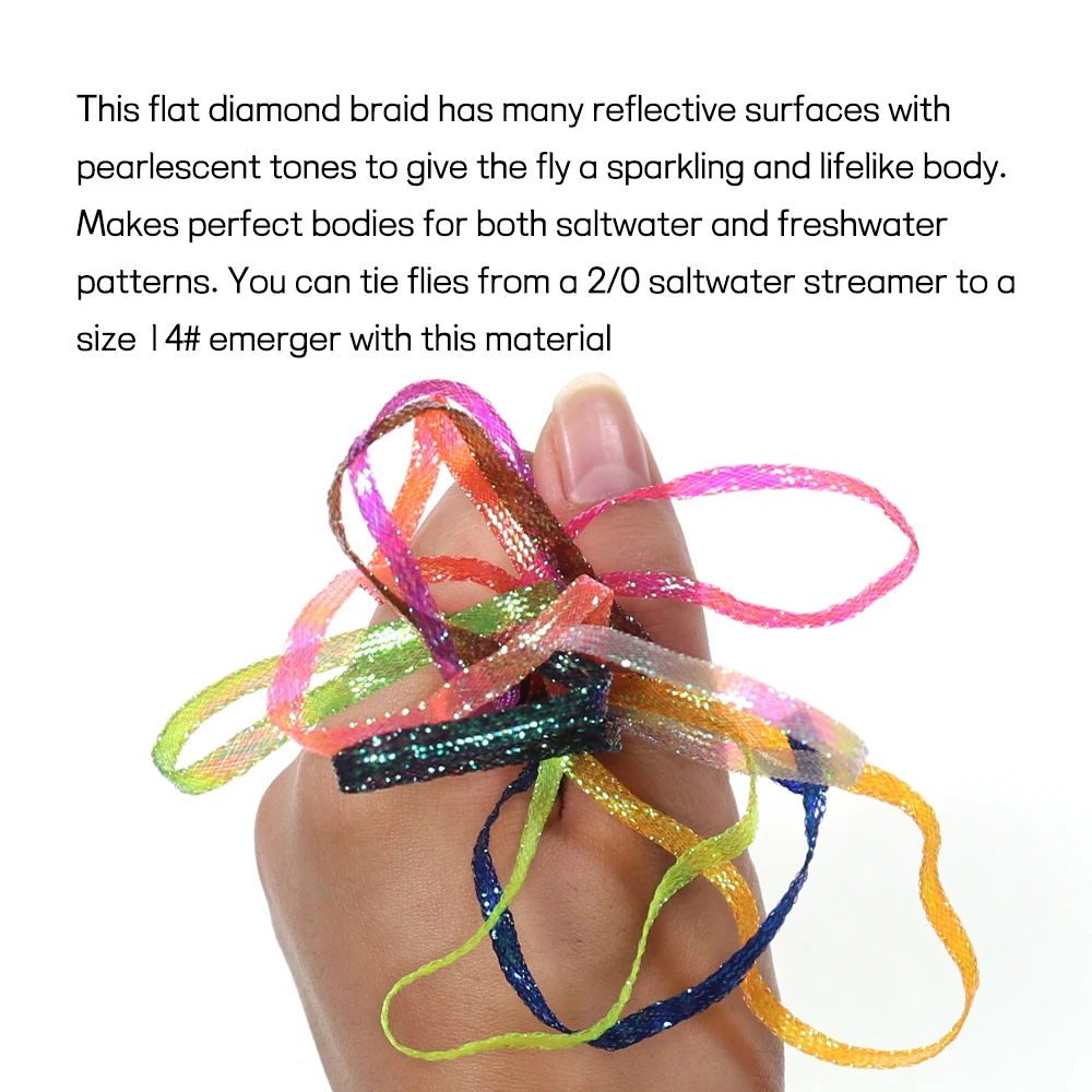 Bimoo-trenza de diamante plano flurocente UV para camarones, ninfa, Scud, serpentina de agua salada, Material de atado de moscas, 3mm, 4mm, 2 yardas por bolsa - imagen 5