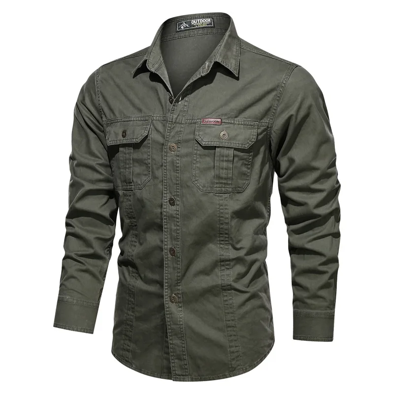 Camisa informal para hombre, Camisa de algodón 2020 militar, ropa de marca, blusa de ocio, AF1388, 5XL, 6XL, nueva - imagen 2