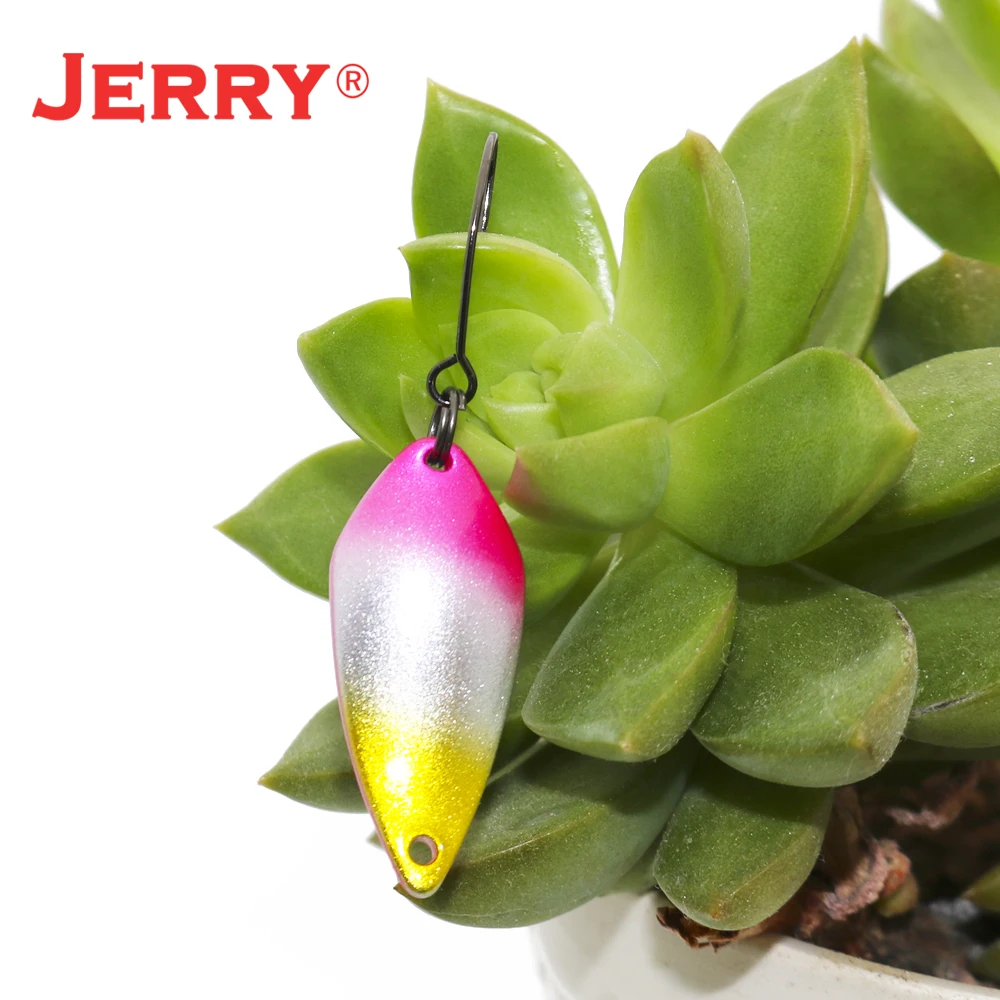 Jerry Ares-cuchara de Metal con un solo gancho, Micro Señuelos de Pesca de 4,4g, cebo de pesca Artificial ultraligero giratorio de latón para lago
