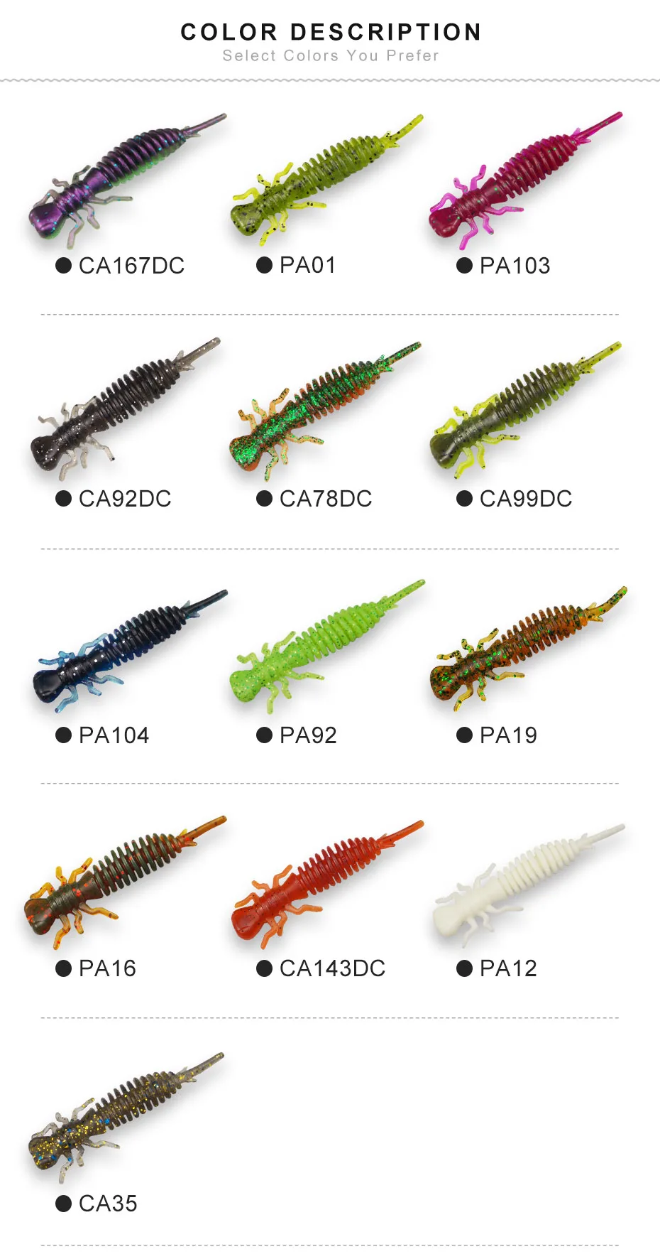 ESFISHING nuevo Jigging cebo de gusano suave Larva 50mm 75mm para todos los peces Iscas Pesca hielo Artificial pequeño señuelo de Pesca aparejos - imagen 5