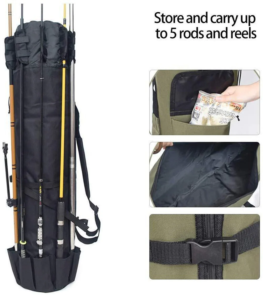 Bolsa para caña de pescar – Funda Oxford de viaje con portacarretes - imagen 3