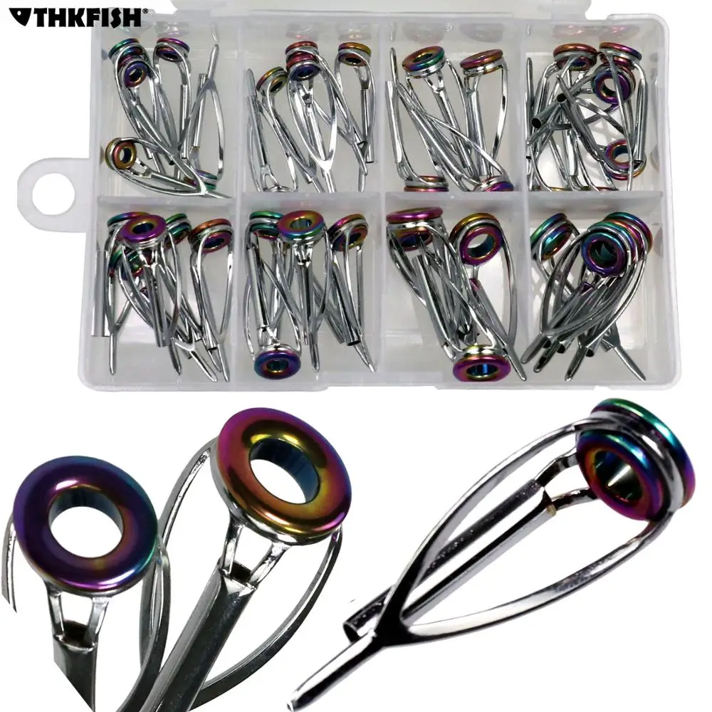 Guías de caña de pescar, Kit de reparación de caña de fundición giratoria, guías de construcción, arcoíris plateado, 1,8mm-3,2mm, 40 unids/set por juego - imagen 2