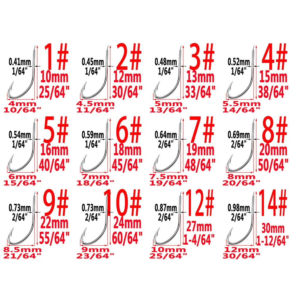 Juego de anzuelos afilados ultrapon para pesca, conjunto de anzuelos de pesca de carpa, triple círculo, tamaños mixtos, 1-14, 450 unids/lote por caja - imagen 2