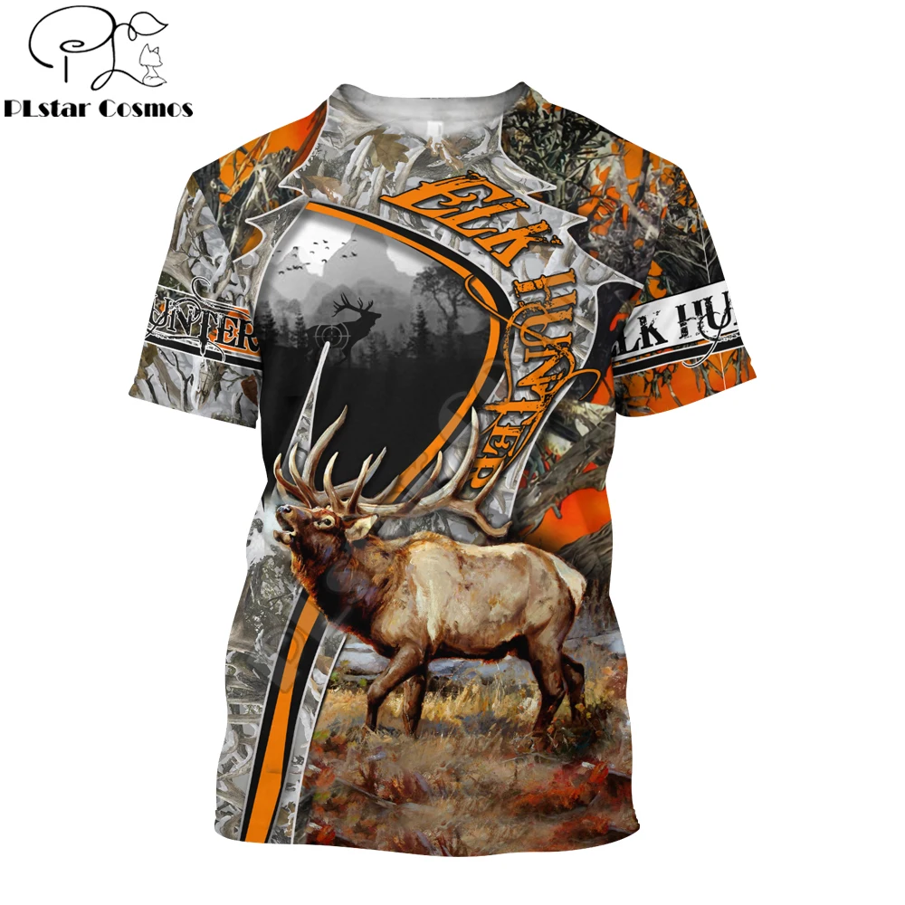Camiseta Hipster de verano 2025 para hombre, camiseta de manga corta con estampado 3D de caza de alces, camisetas informales Unisex TX0168 - imagen 2