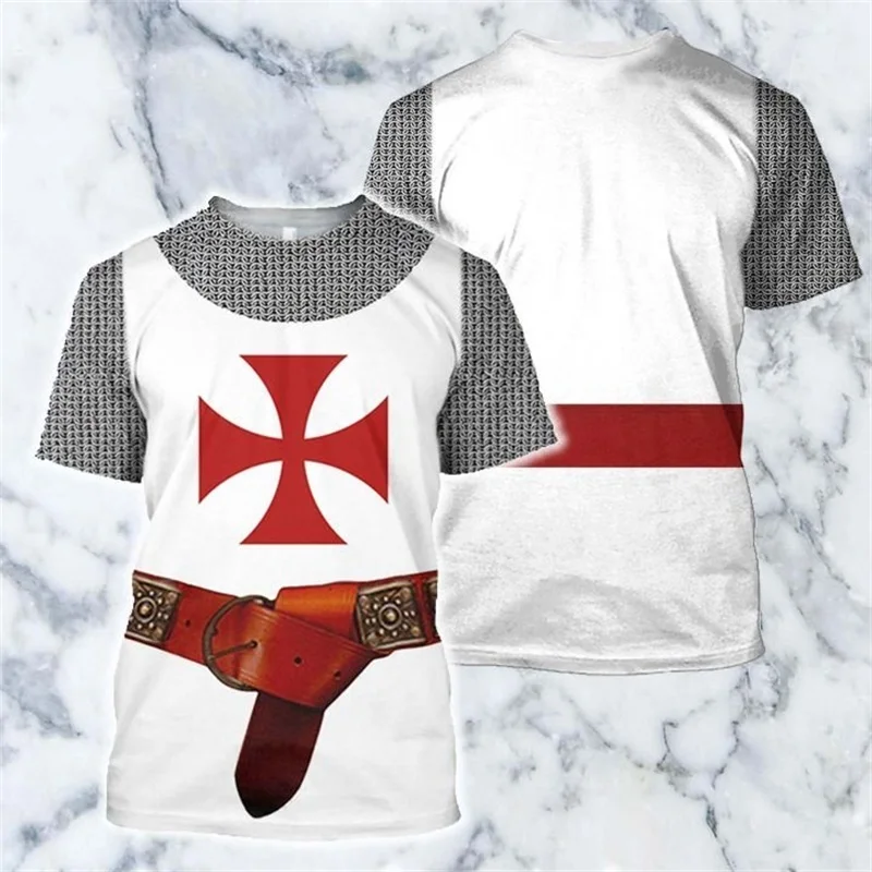 Camiseta con estampado 3D de Caballeros Templarios, camisetas de moda de Caballeros Templarios, camiseta de Cosplay para hombres y mujeres, camisetas informales Harajuku, QS-1245 - imagen 3