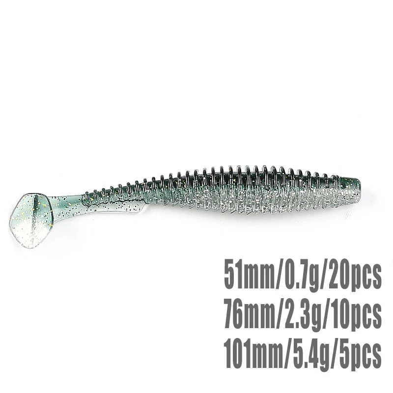 Señuelo suave del depredador supercontinente, cola en T, 51mm/76mm/101mm, señuelo artificial para pesca de lubina con sal, añadir olor a pescado, 2022 - imagen 4