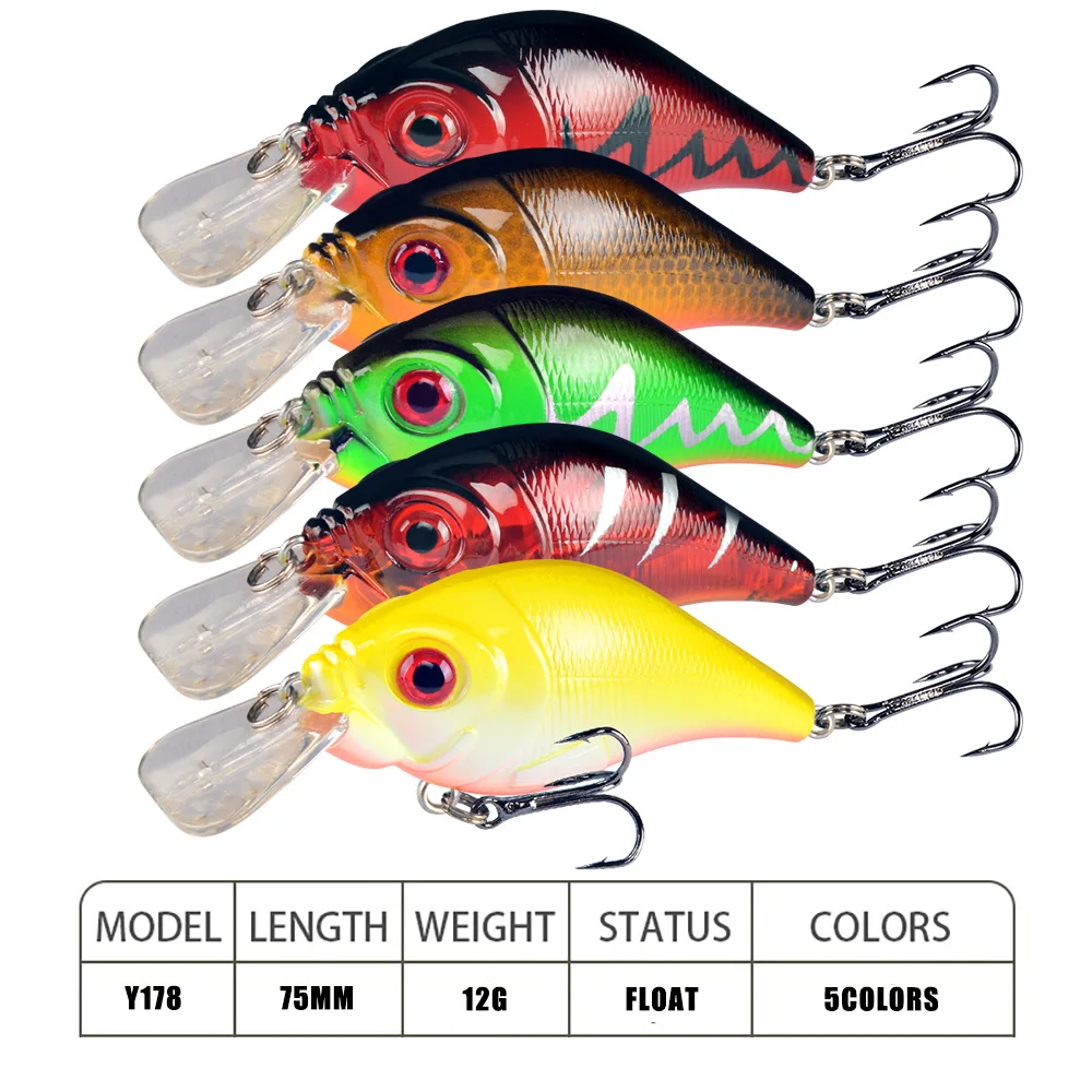 Señuelo de pesca con manivela, 1 piezas, 7,5 cm, 12g, Swimbait, Crankbait, buceo, 0,5-2m, cebo duro Artificial, lubina, Wobbler, aparejos de pesca - imagen 2