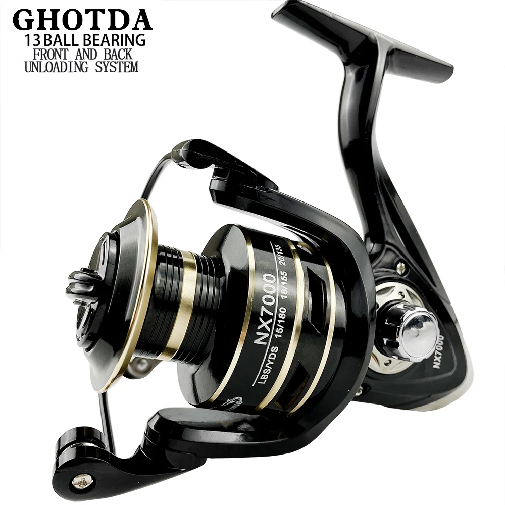 GHOTDA-Rueda de pesca en roca de alta velocidad Serie 2000-7000, carrete de Metal, línea giratoria, carrete de pesca de carpa - imagen 4