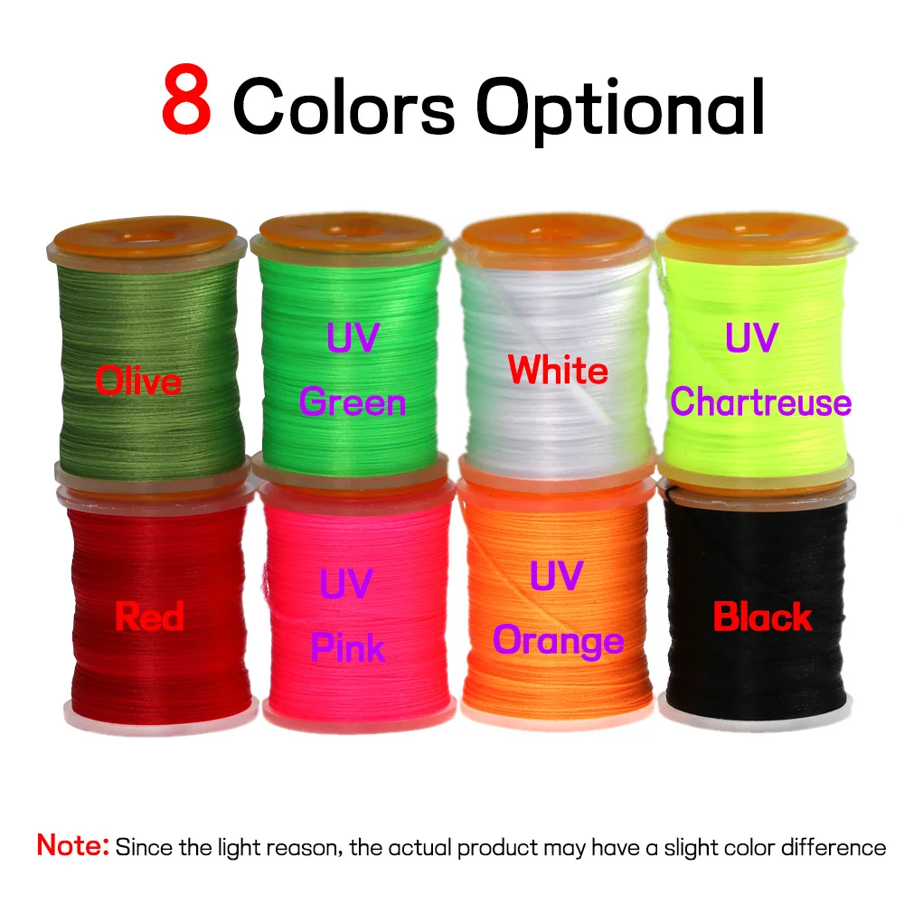 Elllv-hilo fluorescente para atar moscas, 8 colores surtidos, 200D, línea de anudado para lubina de agua salada, 100 yardas/carrete - imagen 3