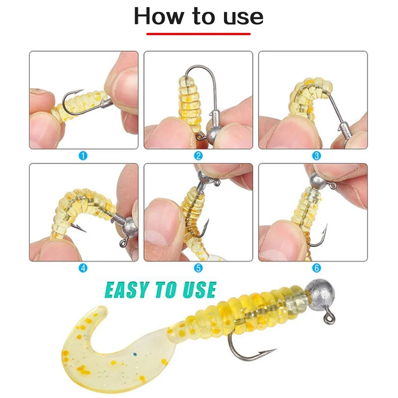 Anzuelo de pesca con cabeza plomada LSP 50 piezas, 2g, 3,5g, 5g, 7g, 10g, 14g, cabeza plomada de bola redonda, anzuelo sin tejer, accesorios de pesca de gusano suave - imagen 5