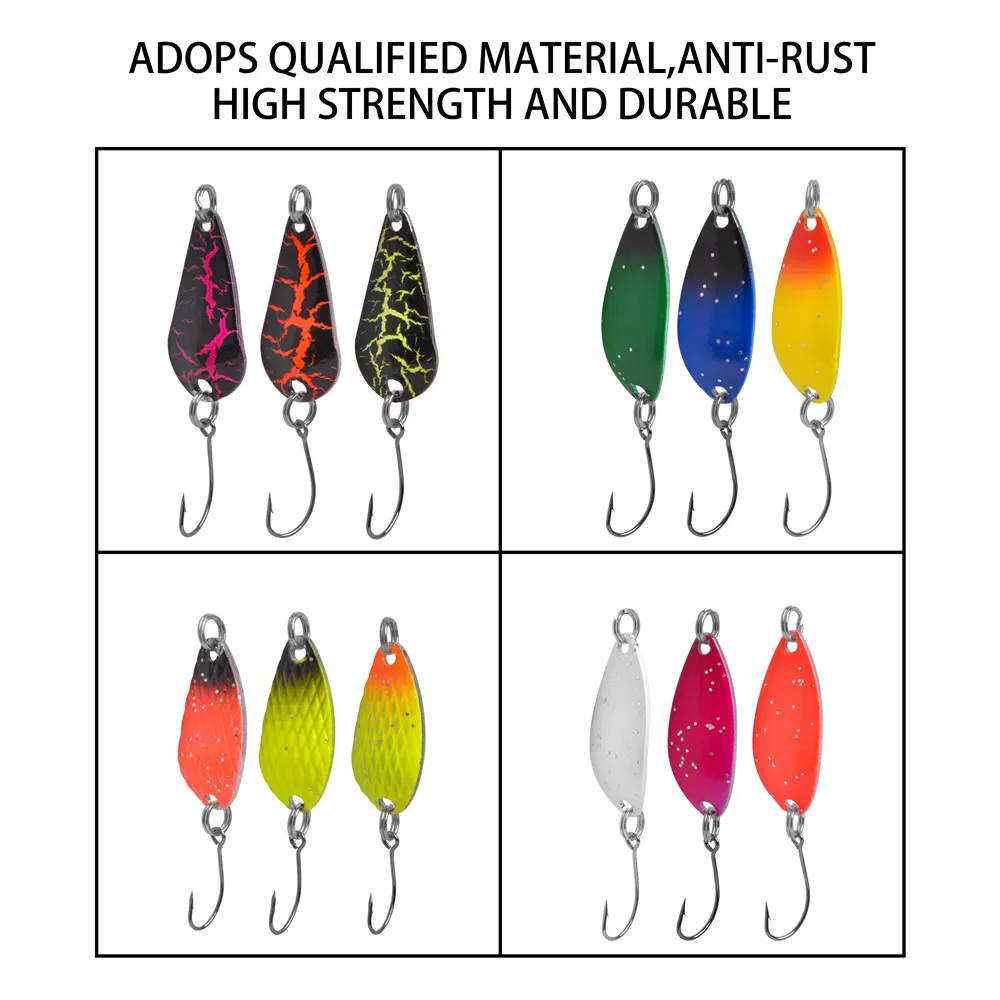 Señuelo de Metal para pesca, anzuelo de Metal para trucha con un solo gancho, plantilla de fundición, cebo giratorio para perca de lubina, 12 Uds./24 Uds. - imagen 3