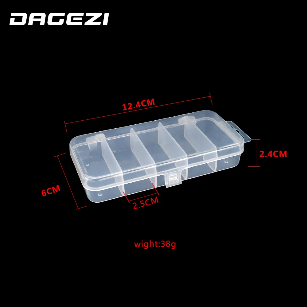 DAGEZI-caja de Pesca de PVC, almacenamiento de señuelos, 5 compartimentos, conector para carpa, 17,6x8,9 cm - imagen 4