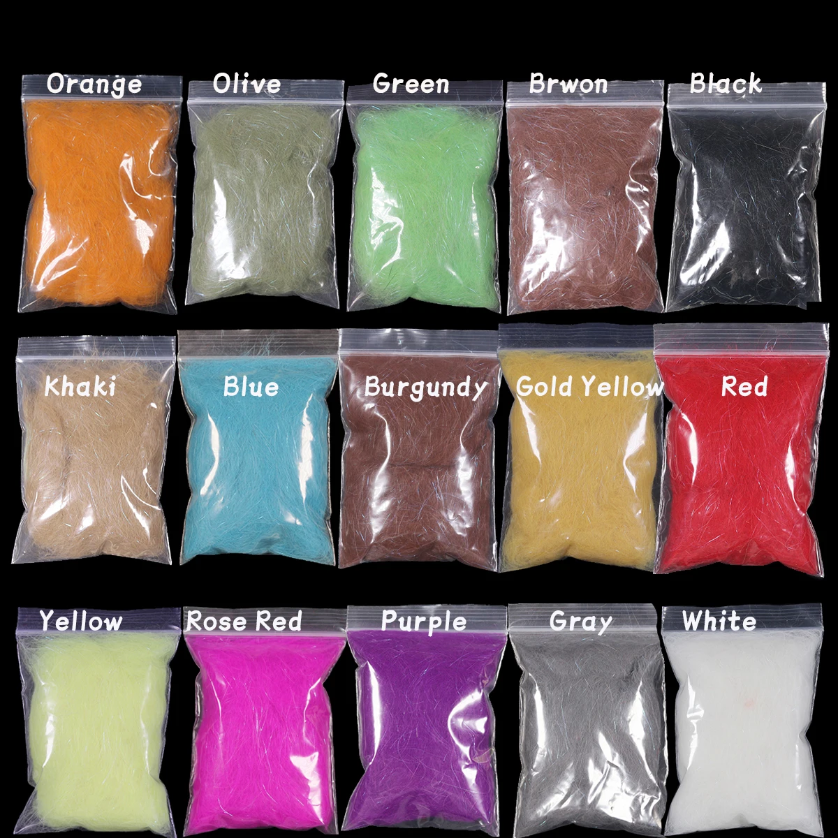 2 bolsas 15 colores atado de moscas conejo doblaje oreja de liebre cuerpo Dub fibra más Flash Ice Dub Caddis Ninfa Scud Caddis Material de atado de moscas - imagen 2