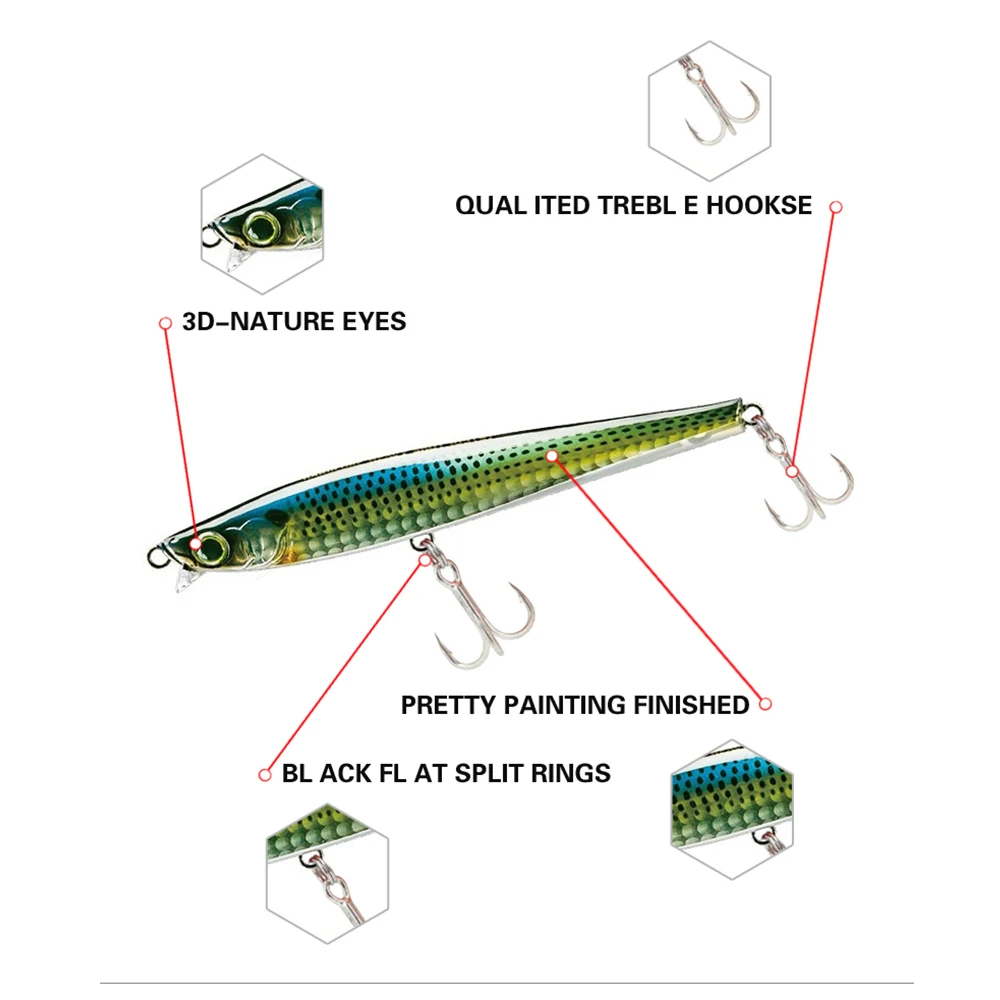 Cebos Crankbaits transparentes para exteriores, cebos para pececillos, anzuelos para pesca de carpa, 105mm, 30g - imagen 2