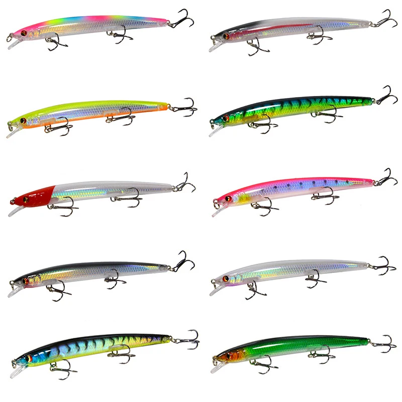 Señuelo de pesca Minnow de 135mm y 14,5g, buceo láser, 0,5-1m, perca de pesca de mar, cebo duro Artificial, señuelo de Lucio, anzuelo triple, aparejos Wobbler - imagen 4