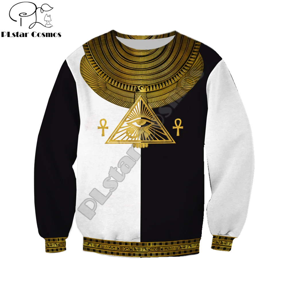 Horus Dios egipcio blanco y negro 3D impreso hombres Sudadera con capucha Harajuku moda Sudadera con capucha chaqueta de calle otoño sudaderas con capucha Unisex - imagen 2