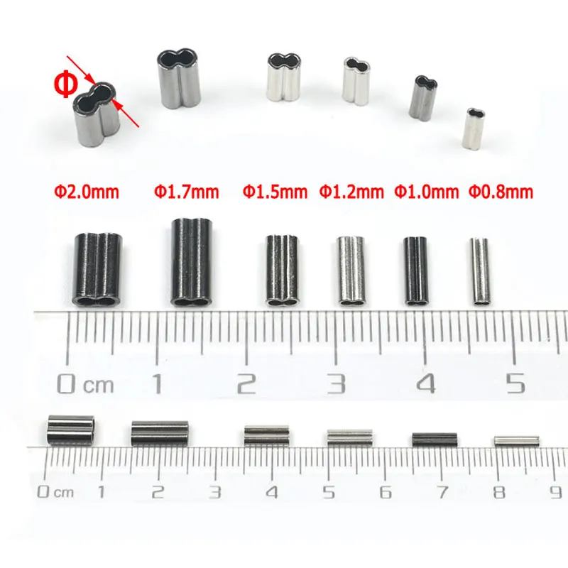 Wifreo-Manguitos de prensado de doble barril de latón, 1000 piezas, líder de alambre de línea de pesca, conectores de tubo de cobre redondo, accesorios - imagen 2