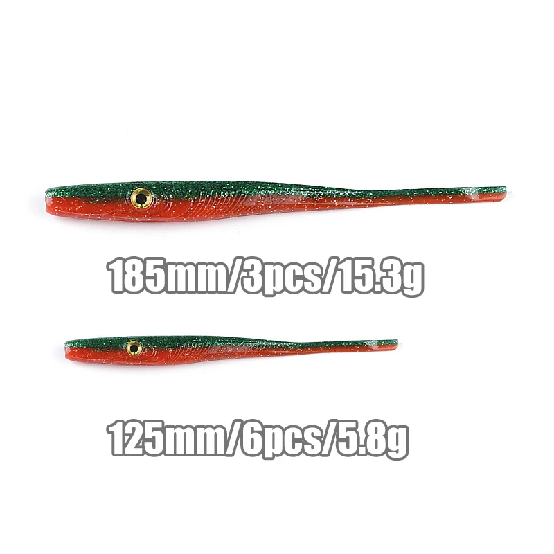 Supercontinent Crazy Slug 185mm/3 uds 125mm/6 uds señuelo de pesca suave lubina cebo Artificial gusano de silicona Shad Anguila Needlefish - imagen 5