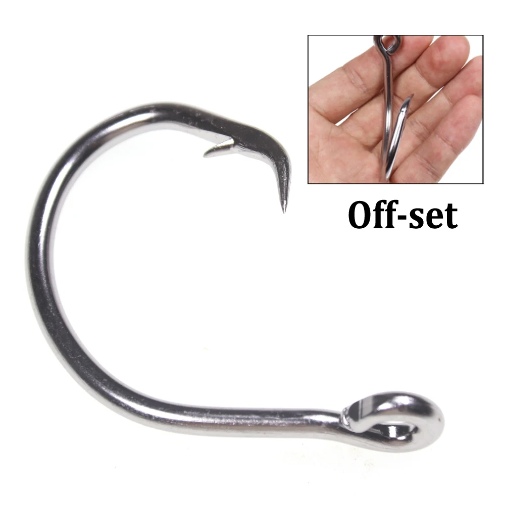 Gancho circular de acero inoxidable para pesca en agua salada, anzuelo de cebo Offset grande para atún, tiburón, halubut, curricán/Barco, 12/0-18/0, 20 piezas - imagen 2