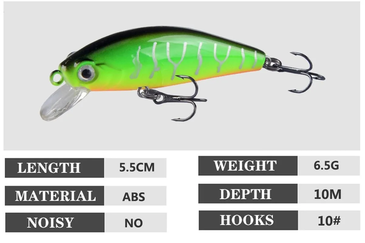 Mini Wobbler Jerkbait, cebo duro láser de 5,5 cm/6,5g, señuelos de pesca con manivela, anzuelo de lubina, aparejos de agua salada, hundimiento, 1 unidad - imagen 3
