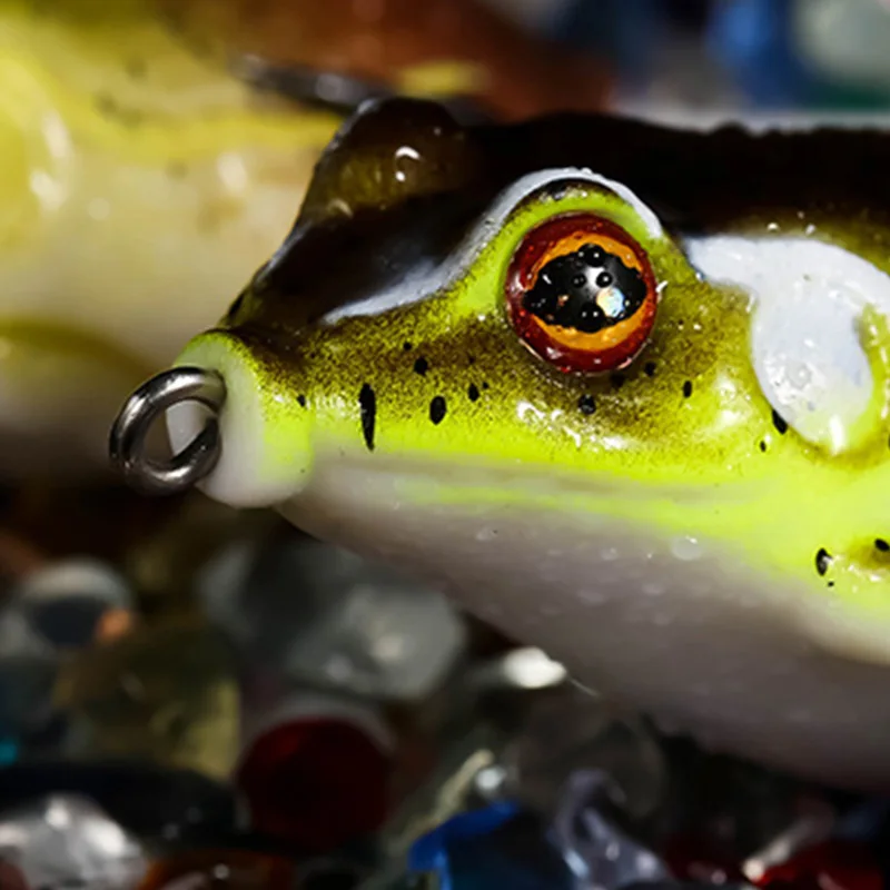 Señuelos de Pesca de rana blanda de simulación, anzuelos dobles, 6g, 9g, 12g, Topwater Ray Frog, pececillo Artificial, manivela, cebo suave, aparejos de pesca, 1 unidad - imagen 5