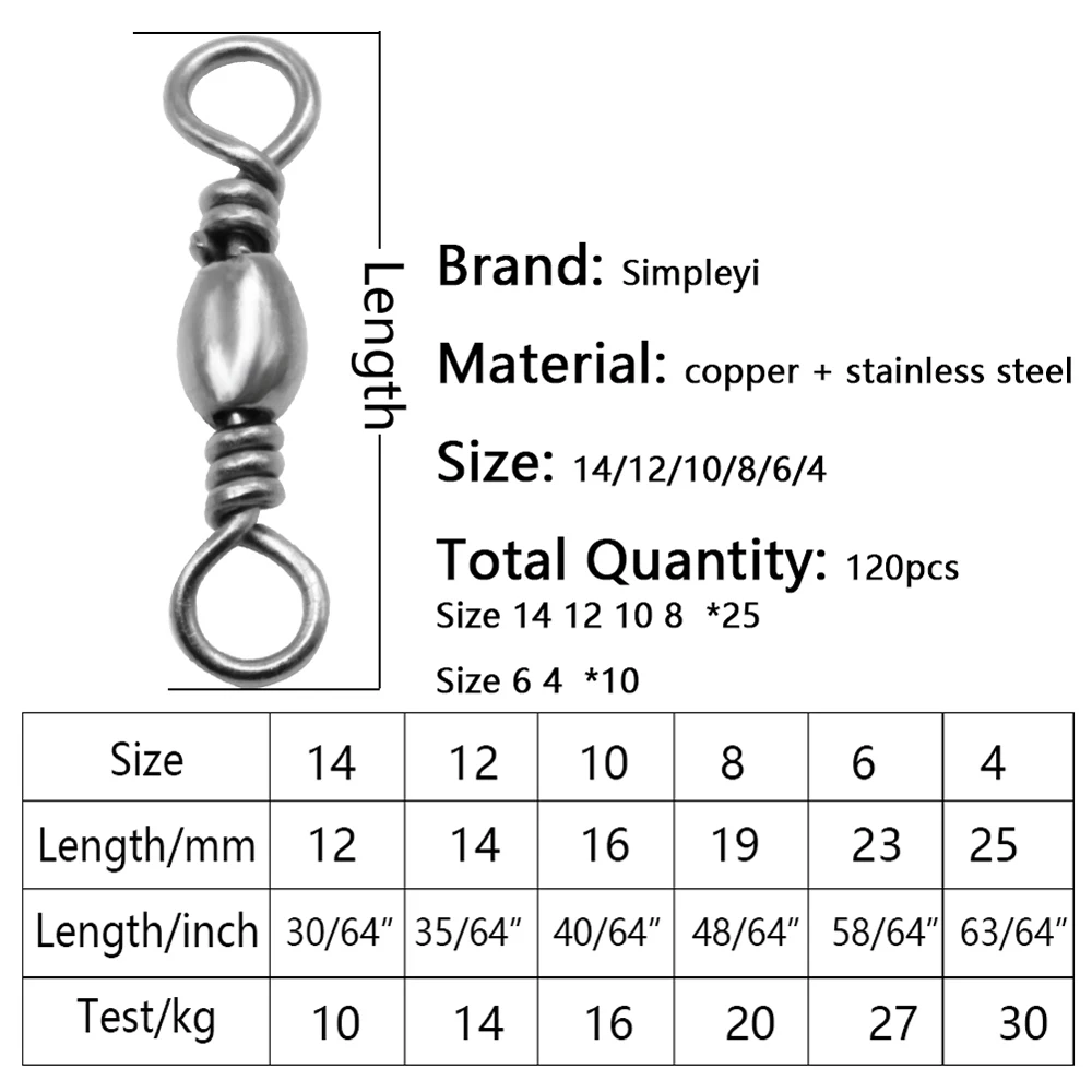 Conector de pesca de acero inoxidable, Pin de rodamiento, aparejo de señuelo, accesorios de anzuelo, Conector de anillo sólido giratorio, herramienta de pescado - imagen 2