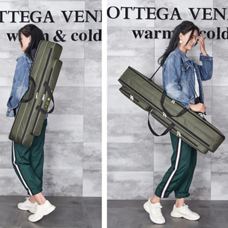 Bolsa de transporte para caña de pescar, mochila de almacenamiento de 2 capas, resistente al agua, X141G, 120cm/130cm - imagen 2