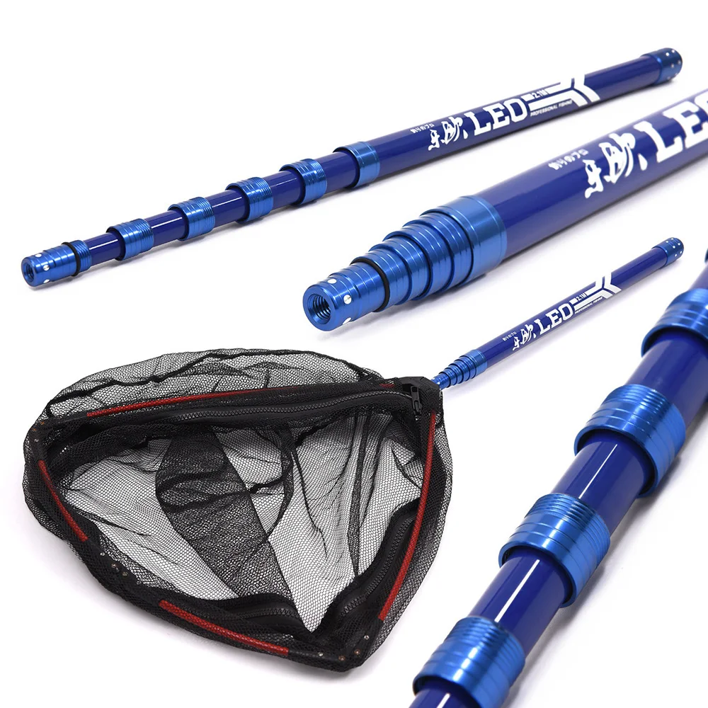 Red de aterrizaje de pesca telescópica ligera de aleación de aluminio, 210cm, con mango de poste extensible, aparejos de pesca de carpa - imagen 2