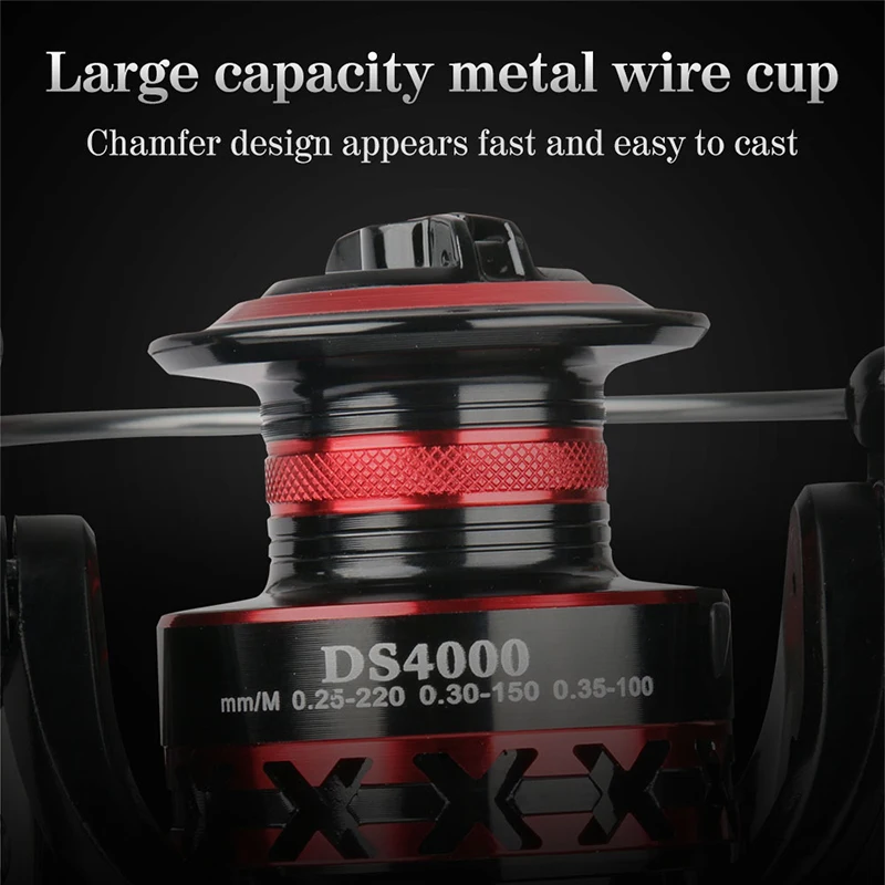 DEUKIO-carrete de pesca de Metal, bobina giratoria de 13Kg, arrastre máximo 2 + 1BB 5:1, rueda giratoria de aluminio, pesca de carpa en agua salada - imagen 5