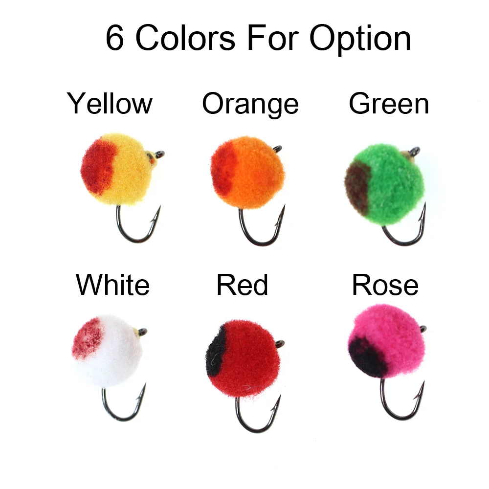 ICERIO 12PCS # 10 Micro huevos mosca ninfa insectos mosca húmeda imitar salmón Roe Glo-bug forma mosca para trucha Grayling Char Señuelos de pesca cebos - imagen 4