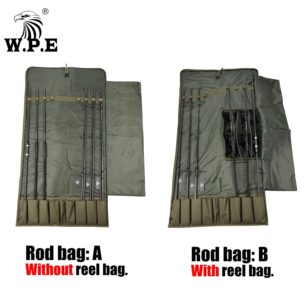 W.P.E-Bolsa de almacenamiento para caña de pescar, aparejos de pesca de tela Oxford plegable, bolsa grande para el vientre, 1,5 m/2,1 m