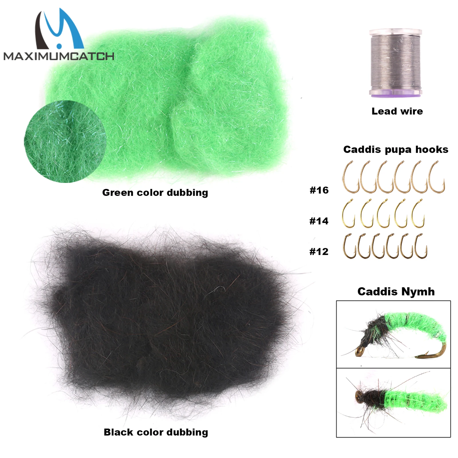 Maximumcatch Kit de atado de moscas con caja, pluma Natural, doblaje, ganchos, cuentas y herramientas, materiales de atado para fabricación DIY - imagen 4