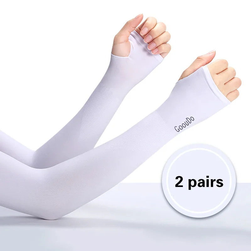 Protectores de brazo de seda helada, manguitos de protección solar, UV, 2 pares - imagen 5