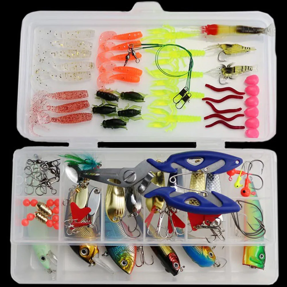 85 unids/set de Señuelos de Pesca, juego de cuchara de pececillo mixto, señuelo suave, accesorio de Pesca en caja, cebo Artificial, Pesca con agarre de Pesca - imagen 2