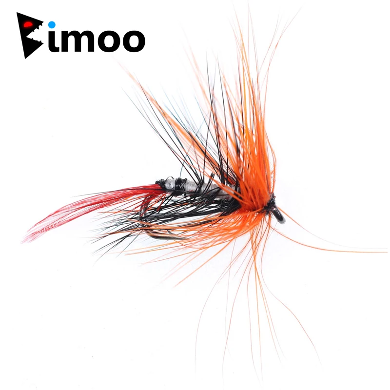 Bimoo-señuelo de pesca para trucha seca, cebo de insectos con cola roja para trucha, lubina, 10 unids/lote, n. ° 12
