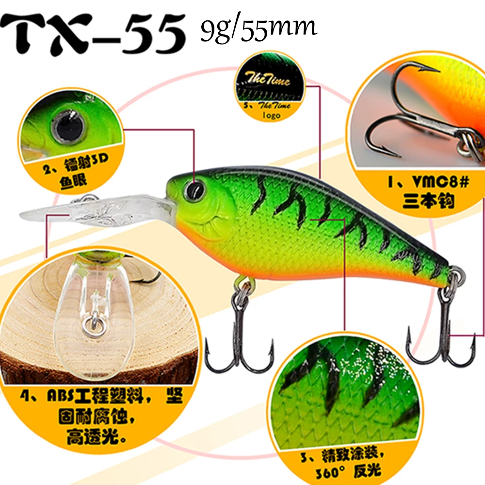 Thetime 6,7g 9g 48gCrankbait Jerkbait Wobbler cebos artificiales para Lucio perca señuelo de pesca cebo Minnow manivela Swimbait Isca pesca - imagen 4