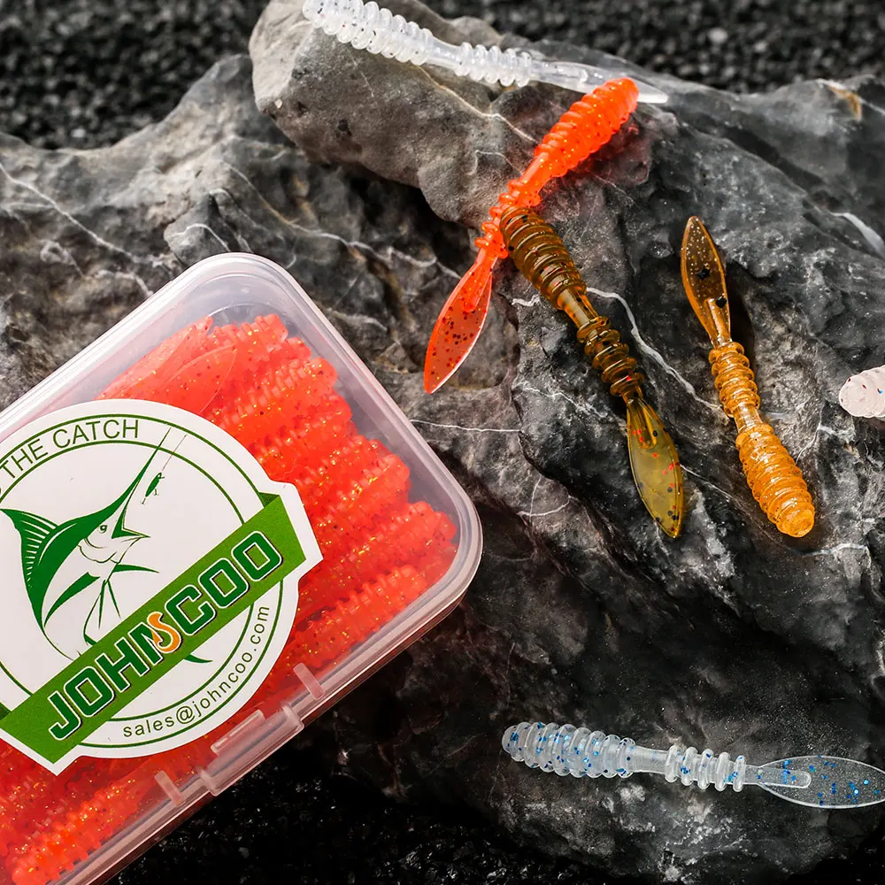 JOHNCOO 40 Uds señuelos blandos Jig trucha gusano cebos blandos 48mm 0,48g gusanos marinos artificiales lombriz pesca señuelos blandos Wobblers - imagen 5