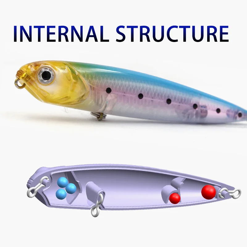 Wondershot D05 98mm 12g lápiz 4 colores Swimbait señuelo Wobbler Pencilbait Top agua modelo caliente aparejos de pesca anzuelos de níquel blanco - imagen 4