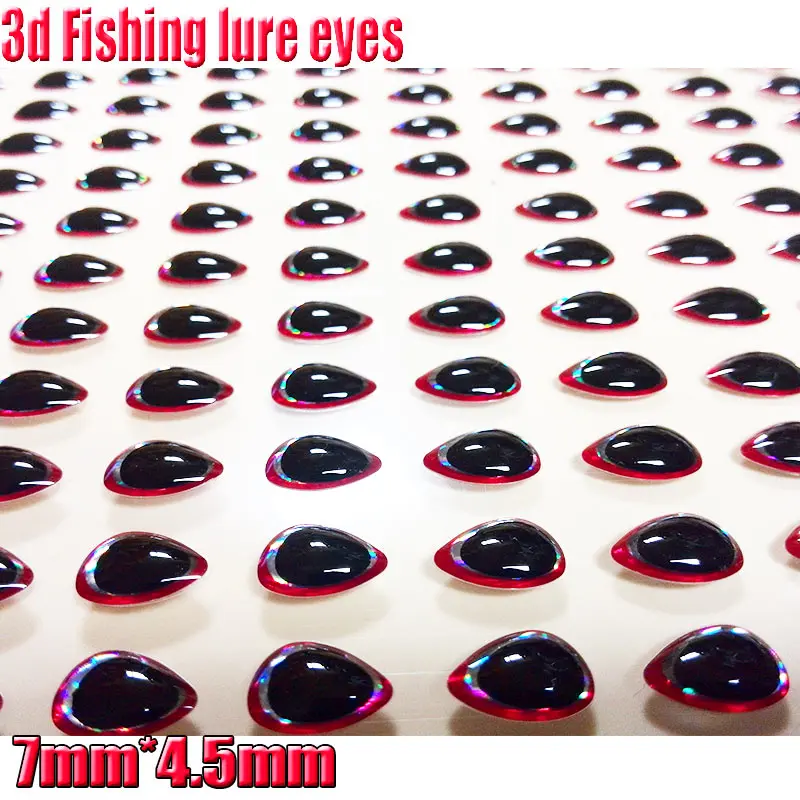 Ojos de señuelo de pesca con forma triangular, 3 colores, 3d, 4 tamaños, 6mm, 7mm, 8mm, 9mm, cada lote, 300/lote, novedad de 2021 - imagen 5