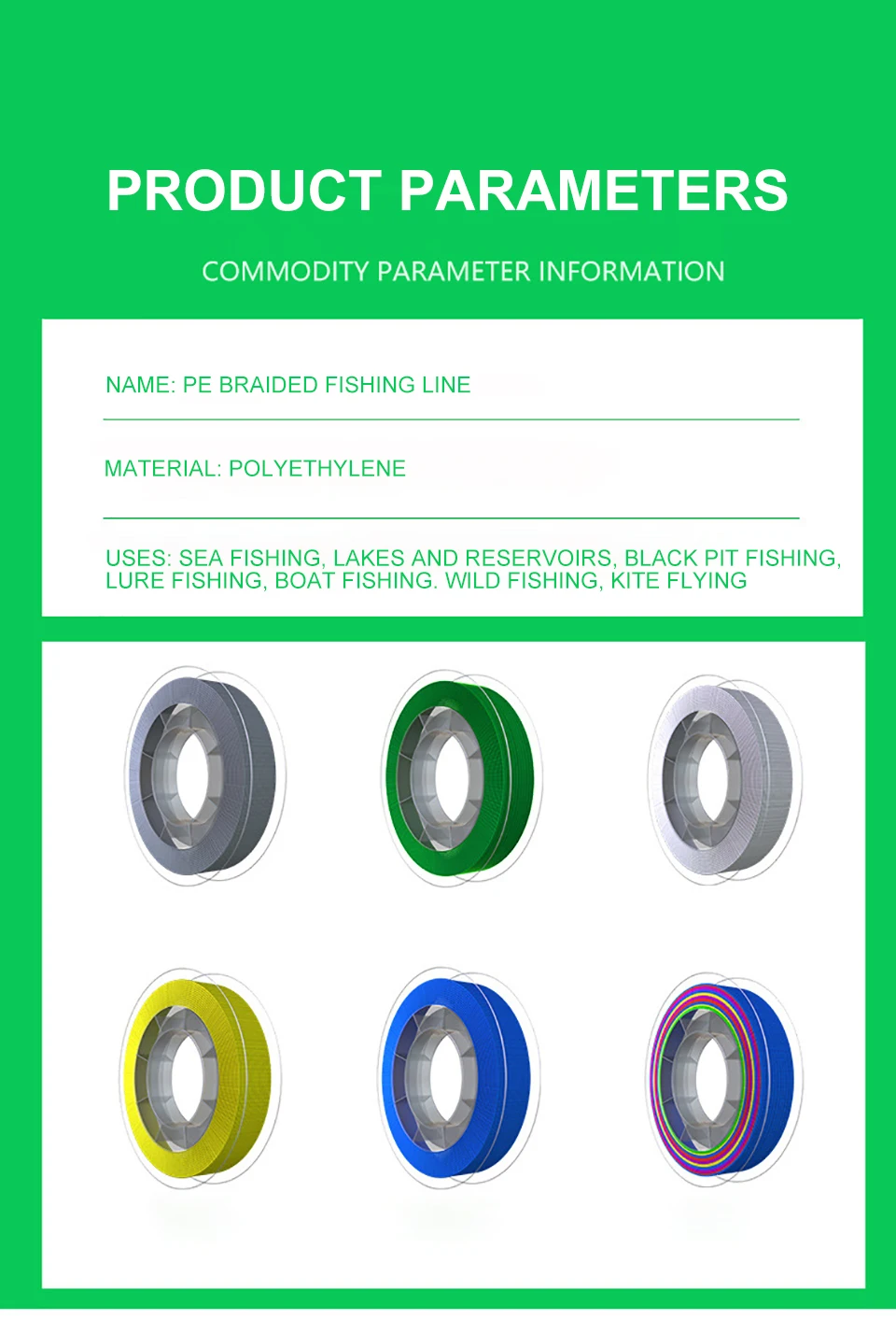 Un fondo verde con una etiqueta blanca que dice parámetros del producto