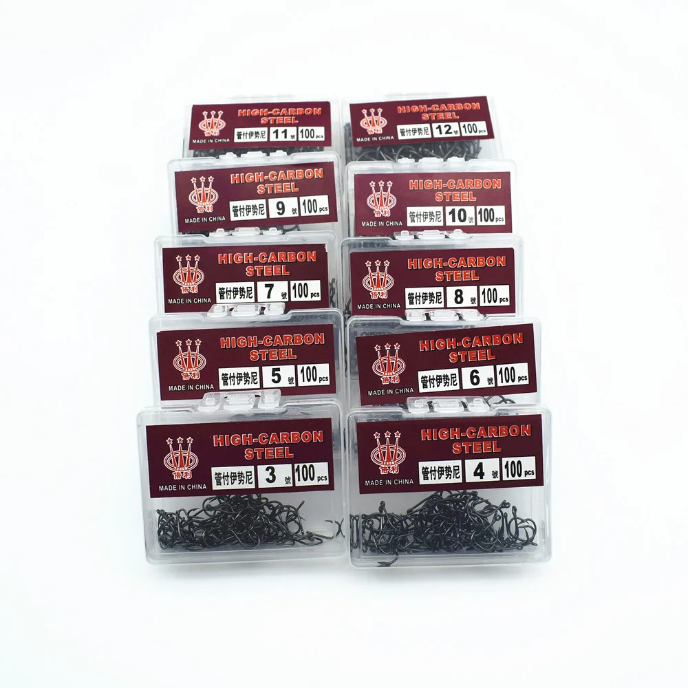 Anzuelo de pesca afilado, surtido de carpas, de acero al carbono, con púas, 1000 unidades/10 paquetes - imagen 2