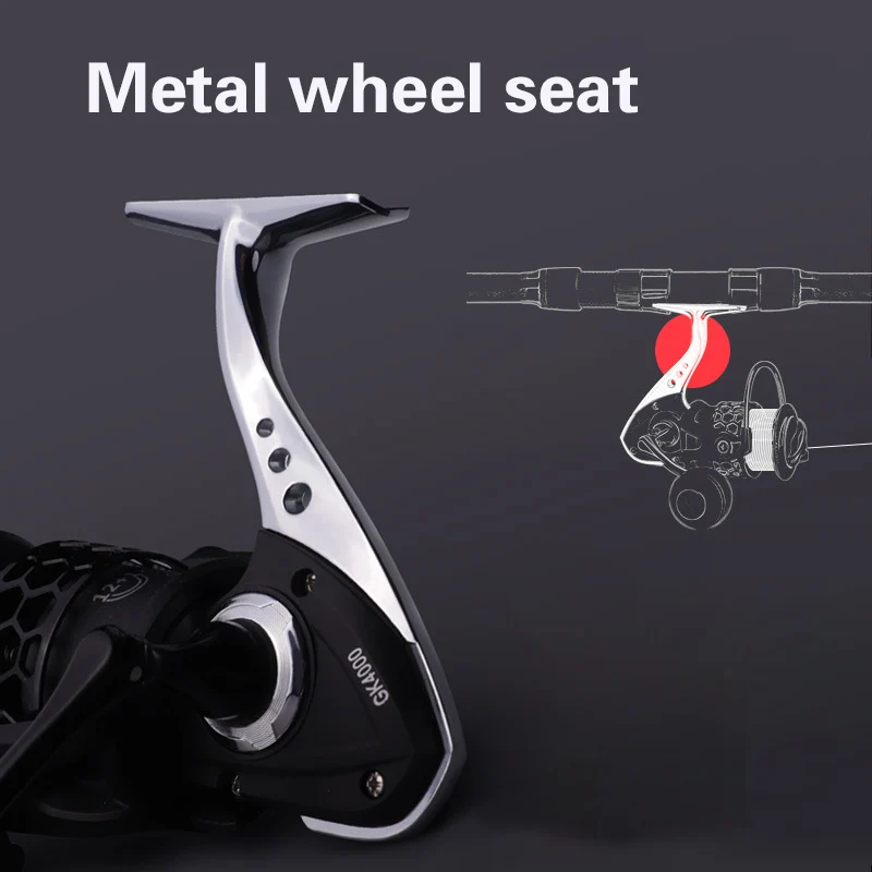 Carrete de pesca serie GK 1000-7000, señuelo de arrastre máximo de 8kg, rueda giratoria de Metal de tiro largo - imagen 2