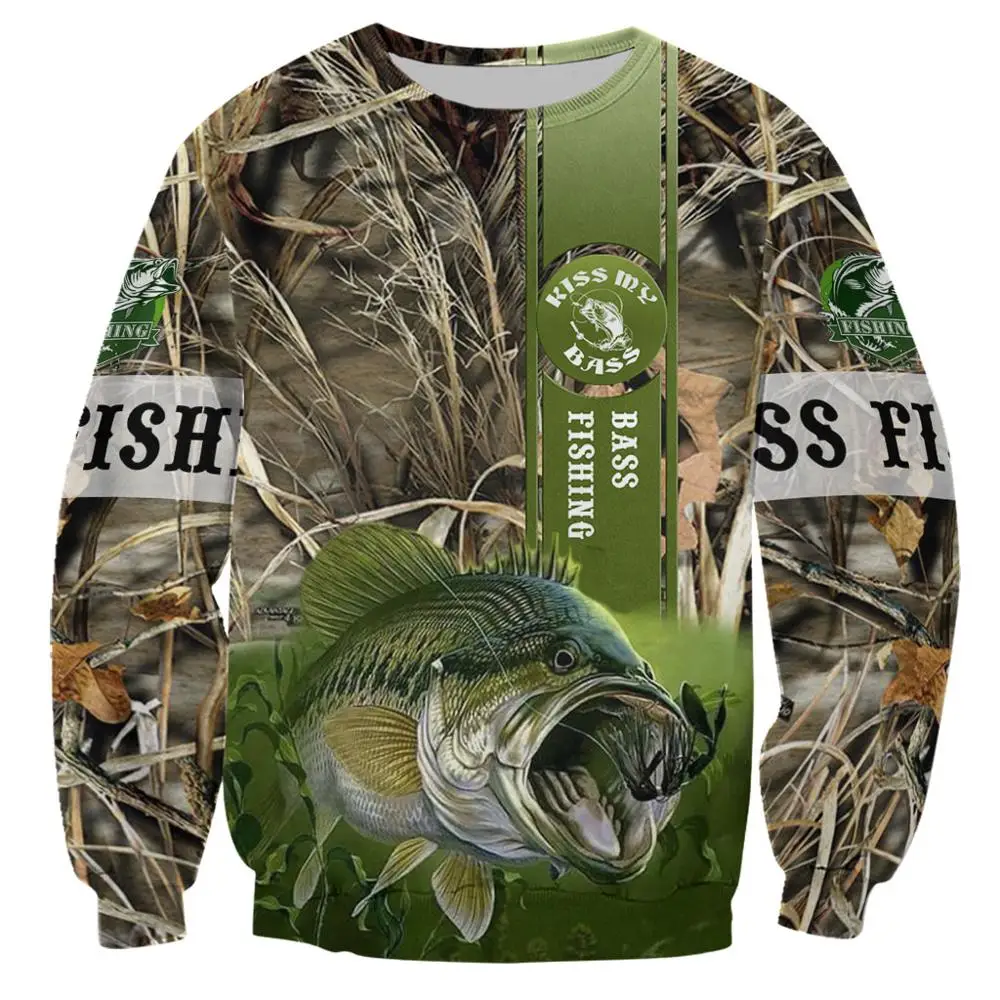 Bass Fishing-Sudadera con capucha 3D completamente estampada para hombre, ropa de calle Harajuku, sudaderas con capucha de otoño, chaqueta informal Unisex, chándales KJ0109 - imagen 2