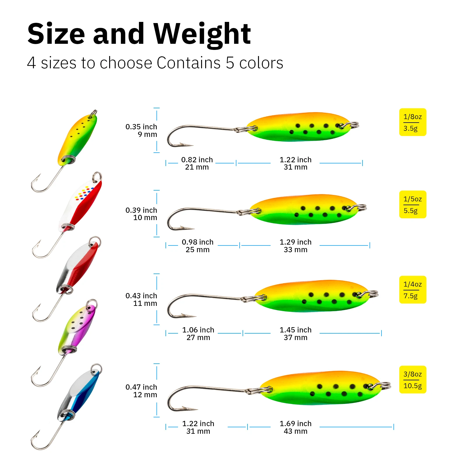 Señuelo de cuchara de pesca de un solo gancho, cebo duro de Metal Artificial, 3,5g, 5g, 7g, 10g, señuelo de lentejuelas para trucha, aparejos de pesca de lubina, 5 unidades por lote - imagen 2