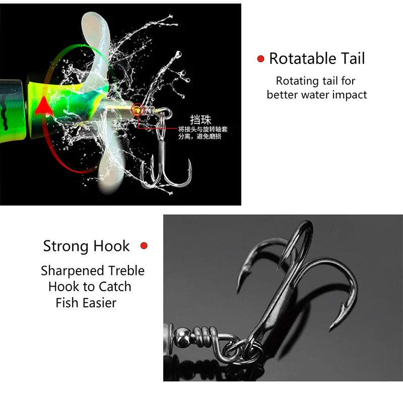 Señuelo de pesca flotante Whopper Popper, 10cm/13,5g, cebo duro Artificial Topwater Plopper, cola giratoria suave, aparejos de lubina - imagen 4