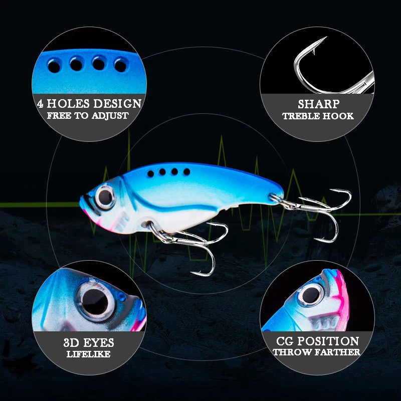 Señuelo de pesca VIB de metal, Jig Vibrate, Hard Bait, Spin Fishhook, Sinking Crankbaits, Spinner, Bass, Pike, Perch, 7g/10g/15G, 1 ud. - imagen 2