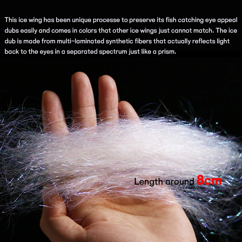 Wifreo-Material de doblaje de hielo para atado de moscas de 8cm de largo, fibras sintéticas para chispas de ninfa, pez hielo, ala de hielo fina, Material para atar moscas - imagen 4